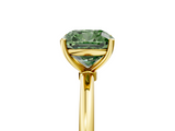 Yellow gold Fancy Green Cushion  Cut Solitaire Engagement Ring with Thin Band and Four-Prong Setting_8