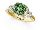 Yellow gold Fancy Green Cushion  Cut Solitaire Floral Diamond Ring with Four-Prong Setting_38