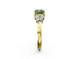 Yellow gold Fancy Green Cushion  Cut Solitaire Floral Diamond Ring with Four-Prong Setting_39