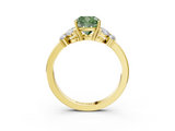 Yellow gold Fancy Green Cushion  Cut Solitaire Floral Diamond Ring with Four-Prong Setting_40