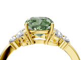 Yellow gold Fancy Green Cushion  Cut Solitaire Floral Diamond Ring with Four-Prong Setting_41