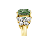 Yellow gold Fancy Green Cushion  Cut Solitaire Floral Diamond Ring with Four-Prong Setting_42