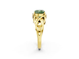 Yellow gold Fancy Green Cushion Cut Solitaire Intertwined Band Prong Setting Ring_2