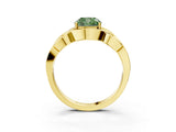 Yellow gold Fancy Green Cushion Cut Solitaire Intertwined Band Prong Setting Ring_3