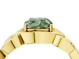 Yellow gold Fancy Green Cushion Cut Solitaire Intertwined Band Prong Setting Ring_4