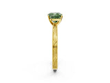 Yellow gold Fancy Green Cushion Cut Solitaire Milgrain Engraved Band with Four-Prong Setting_2