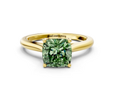 Yellow gold Fancy Green Cushion  Cut Solitaire Ring with Cathedral Band and Four-Prong Setting_57
