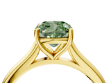 Yellow gold Fancy Green Cushion  Cut Solitaire Ring with Cathedral Band and Four-Prong Setting_61
