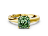 Yellow gold Fancy Green Cushion  Cut Solitaire Ring with Four-Prong Setting and Classic Band_42