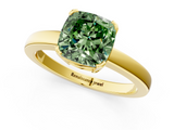 Yellow gold Fancy Green Cushion  Cut Solitaire Ring with Four-Prong Setting and Classic Band_43