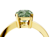 Yellow gold Fancy Green Cushion  Cut Solitaire Ring with Four-Prong Setting and Classic Band_46