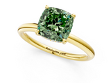 Yellow gold Fancy Green Cushion  Cut Solitaire Ring with Thin Band and Four-Prong Setting_17