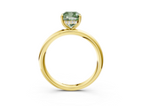 Yellow gold Fancy Green Cushion  Cut Solitaire Ring with Thin Band and Four-Prong Setting_19