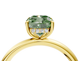 Yellow gold Fancy Green Cushion  Cut Solitaire Ring with Thin Band and Four-Prong Setting_20