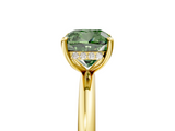 Yellow gold Fancy Green Cushion  Cut Solitaire Ring with Thin Band and Four-Prong Setting_21