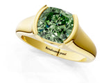 Yellow gold Fancy Green Cushion Cut Solitaire Tension Set Diamond Ring with Split Shank Band_1