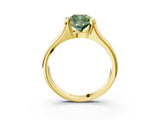 Yellow gold Fancy Green Cushion Cut Solitaire Tension Set Diamond Ring with Split Shank Band_3