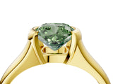 Yellow gold Fancy Green Cushion Cut Solitaire Tension Set Diamond Ring with Split Shank Band_4