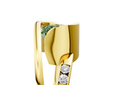 Yellow gold Fancy Green Cushion Cut Solitaire Tension-Set Diamond Split Shank Ring_5