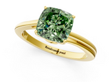 Yellow gold Fancy Green Cushion  Cut Solitaire Twist Band Ring with Four-Prong Setting_21