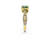 Yellow gold Fancy Green Cushion Cut Solitaire Twist Pave Diamond Engagement Ring with Prong Setting_26