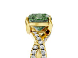 Yellow gold Fancy Green Cushion Cut Solitaire Twist Pave Diamond Engagement Ring with Prong Setting_29
