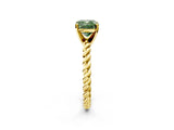 Yellow gold Fancy Green Cushion  Cut Solitaire Twisted Band with Four-Prong Setting_73