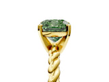 Yellow gold Fancy Green Cushion  Cut Solitaire Twisted Band with Four-Prong Setting_76