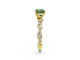 Yellow gold Fancy Green Cushion Cut Solitaire Twisted Pave Band with Four-Prong Setting_5