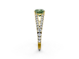 Yellow gold Fancy Green Cushion  Cut Split Shank Pave Diamond Engagement Ring with Four-Prong Setting_26