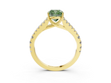 Yellow gold Fancy Green Cushion  Cut Split Shank Pave Diamond Engagement Ring with Four-Prong Setting_27