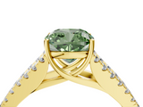 Yellow gold Fancy Green Cushion  Cut Split Shank Pave Diamond Engagement Ring with Four-Prong Setting_28