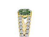 Yellow gold Fancy Green Cushion  Cut Split Shank Pave Diamond Engagement Ring with Four-Prong Setting_29