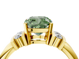 Yellow gold Fancy Green Cushion  Cut Three-Stone Channel Set Ring with Bar Prongs_52