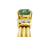 Yellow gold Fancy Green Cushion  Cut Three-Stone Channel Set Ring with Bar Prongs_53