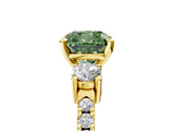 Yellow gold Fancy Green Cushion  Cut Three-Stone Diamond Pavé Band with Prong Setting_22