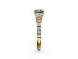 Yellow gold Fancy Green Cushion  Cut Three-Stone Diamond Pave Band with Prong Setting_33