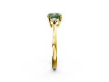 Yellow gold Fancy Green Cushion  Cut Three-Stone Solitaire Ring with Round Accent Diamonds and Four-Prong Setting_22