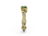 Yellow gold Fancy Green Cushion  Cut Twisted Pavé Band Solitaire Ring with Four-Prong Setting_57
