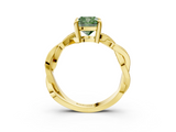 Yellow gold Fancy Green Cushion  Cut Twisted Pavé Band Solitaire Ring with Four-Prong Setting_58