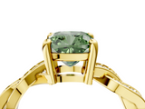 Yellow gold Fancy Green Cushion  Cut Twisted Pavé Band Solitaire Ring with Four-Prong Setting_59