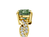 Yellow gold Fancy Green Cushion  Cut Twisted Pavé Band Solitaire Ring with Four-Prong Setting_60