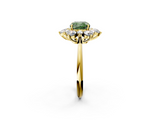 Yellow gold Fancy Green Cushion  Diamond Cluster Halo Ring with Solitaire Band and Four-Prong Setting_22