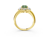 Yellow gold Fancy Green Cushion  Diamond Cluster Halo Ring with Solitaire Band and Four-Prong Setting_23