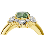 Yellow gold Fancy Green Cushion  Diamond Cluster Halo Ring with Solitaire Band and Four-Prong Setting_24