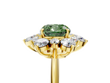 Yellow gold Fancy Green Cushion  Diamond Cluster Halo Ring with Solitaire Band and Four-Prong Setting_25
