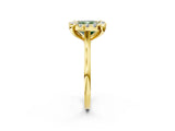 Yellow gold Fancy Green Cushion  Diamond Cluster Halo Solitaire with Four-Prong Setting_113