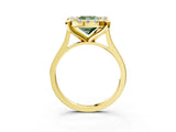 Yellow gold Fancy Green Cushion  Diamond Cluster Halo Solitaire with Four-Prong Setting_114
