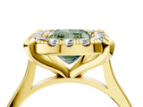 Yellow gold Fancy Green Cushion  Diamond Cluster Halo Solitaire with Four-Prong Setting_115