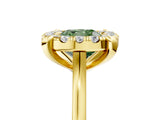 Yellow gold Fancy Green Cushion  Diamond Cluster Halo Solitaire with Four-Prong Setting_116
